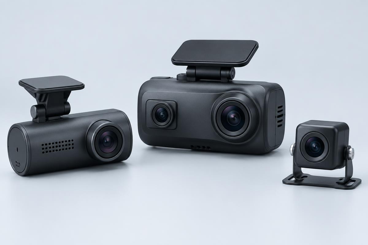 Illustrative generic fleet cameras, not Geotab product photographs
